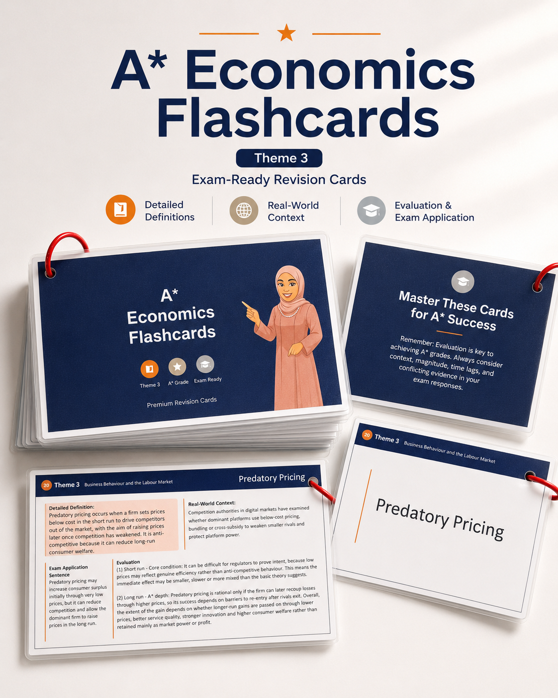 A-Level Economics Theme 3 flashcards with example revision cards